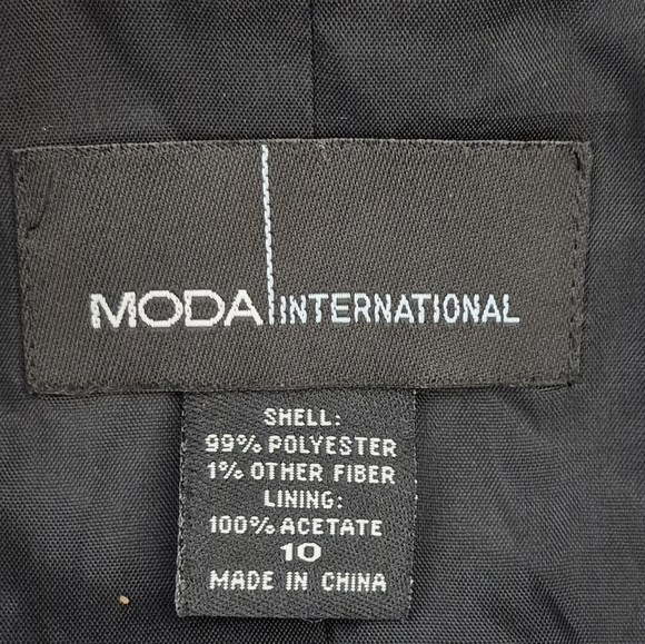 Moda International Women's Black Pinstripe Fitted Button-Waist Blazer - Size 10 - Picture 13 of 13